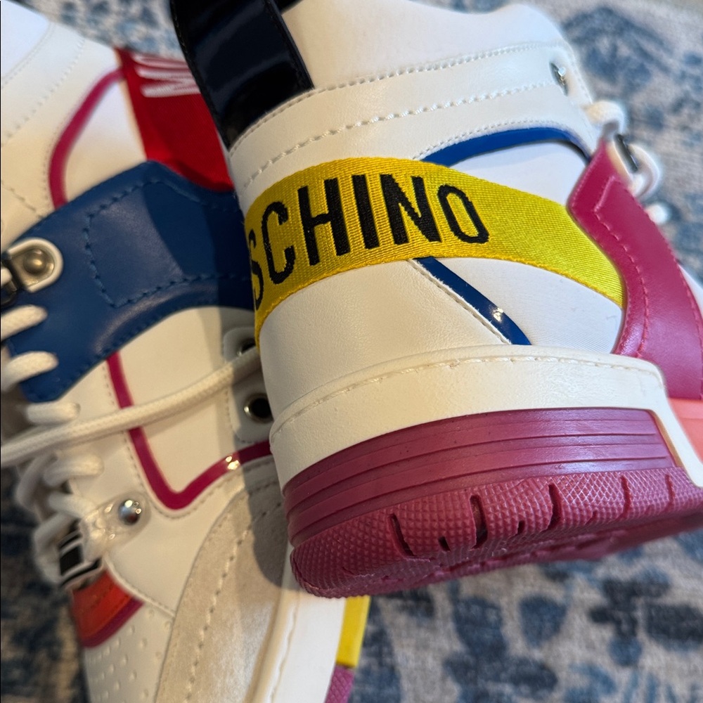 Amazing deal! Brand new- Moschino White, Red, and Yellow Sneakers- never worn - Picture 4 of 10